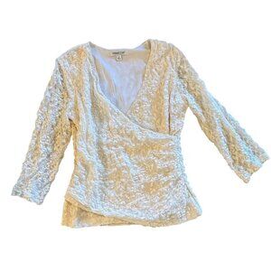 White Lace Quarter Sleeve Wrap Top